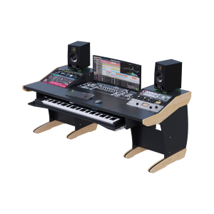 Consolle audio con tre moduli rack 19 pollici integrati e ampio vassoio tastiera da 149 cm per 88 tasti