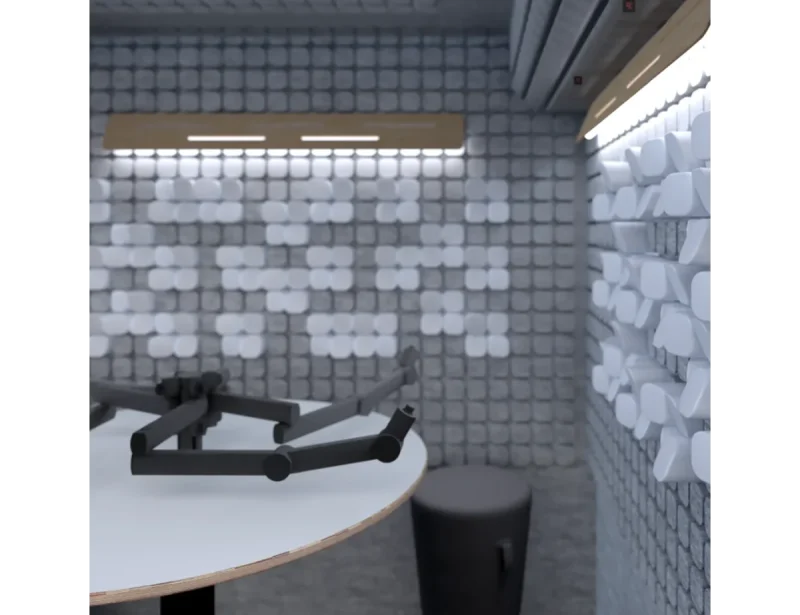 Box Studiobricks Podcast Round allestito per registrazioni fino a 4 persone
