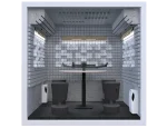 Interno del box insonorizzato Studiobricks Podcast Round con tavolo rotondo per 4 persone