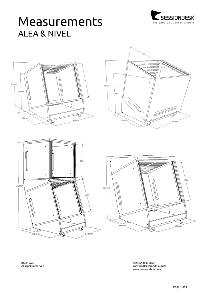 Disegno tecnico con misure del NIVEL e dell'ALEA