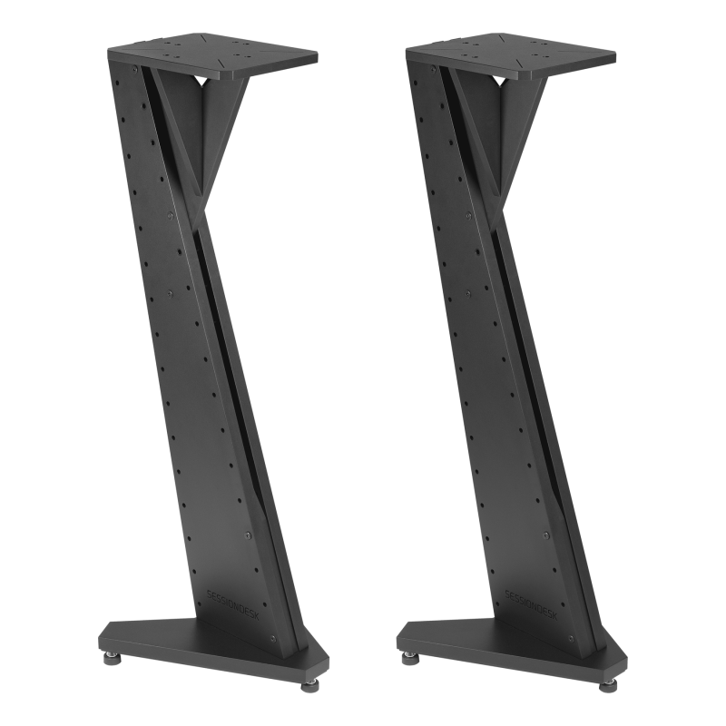 Sessiondesk V-STAND FLEX: coppia di stand per monitor da studio – vista 1 Sessiondesk V-STAND FLEX: coppia di stand per monitor da studio, vista 1