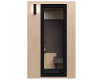 Interno del box Studiobricks Aloha con tavolo